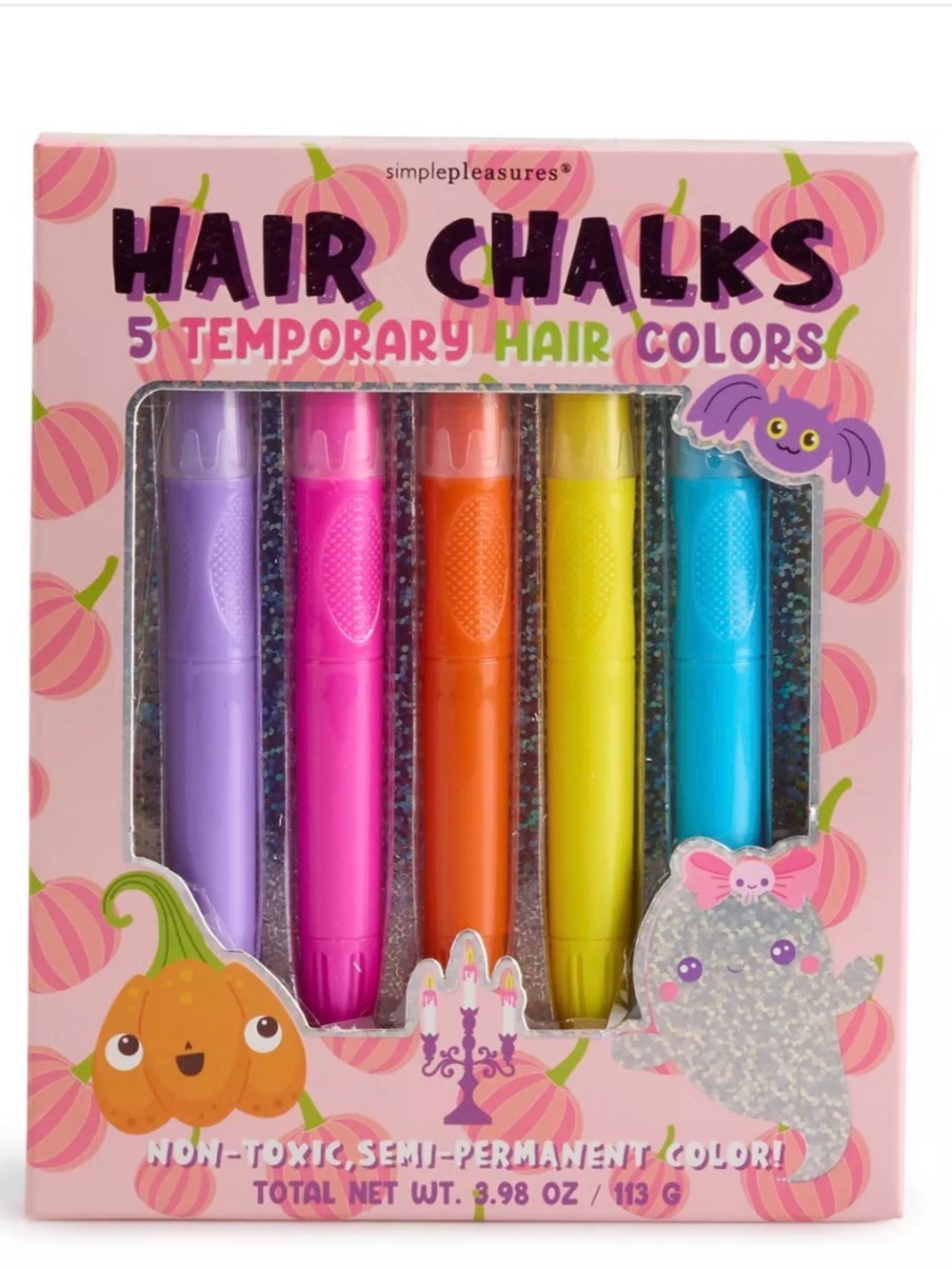 Simple Pleasures Hair Chalk 5-pk. Temporary Hair Color, NIB, KID-FRIENDLY